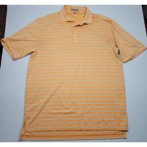 Peter Millar Summer Comfort Med Golf Polo Orange Gray Stripe Performance Stretch